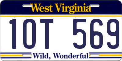 WV license plate 1OT569