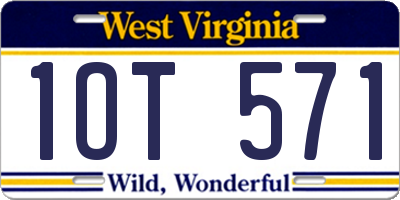 WV license plate 1OT571