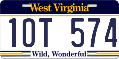 WV license plate 1OT574