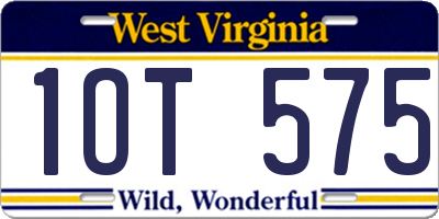 WV license plate 1OT575