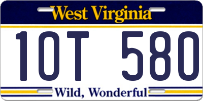 WV license plate 1OT580