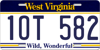 WV license plate 1OT582
