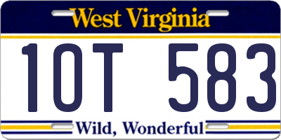 WV license plate 1OT583
