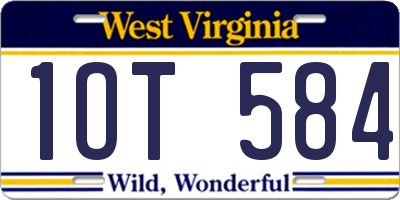 WV license plate 1OT584