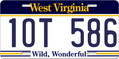 WV license plate 1OT586