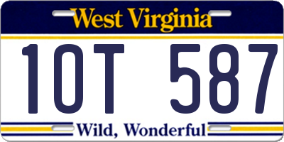 WV license plate 1OT587
