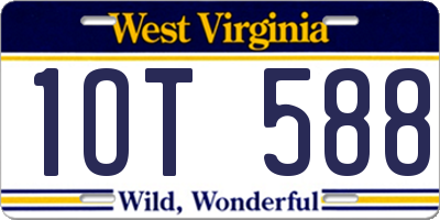 WV license plate 1OT588