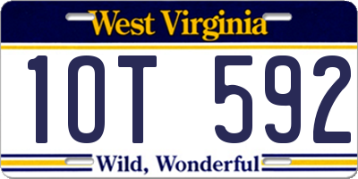 WV license plate 1OT592