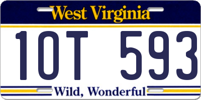 WV license plate 1OT593