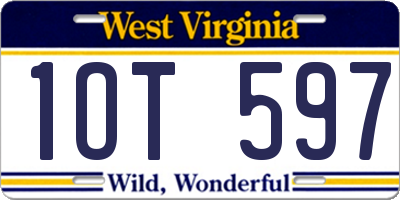 WV license plate 1OT597