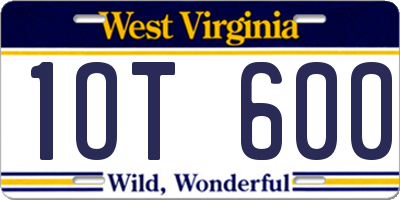 WV license plate 1OT600