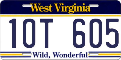 WV license plate 1OT605
