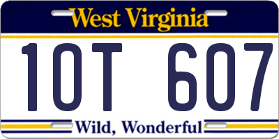 WV license plate 1OT607