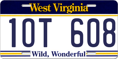 WV license plate 1OT608