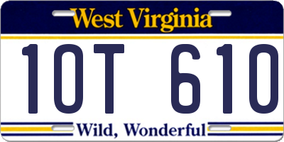 WV license plate 1OT610