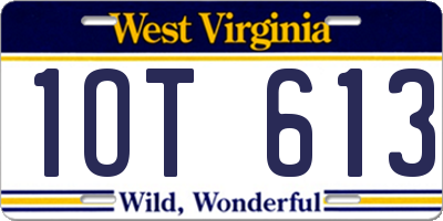 WV license plate 1OT613