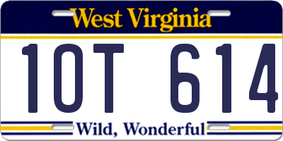WV license plate 1OT614