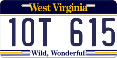 WV license plate 1OT615