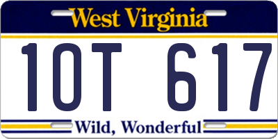 WV license plate 1OT617