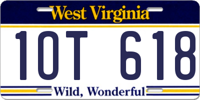 WV license plate 1OT618