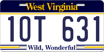 WV license plate 1OT631