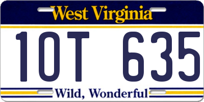 WV license plate 1OT635