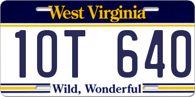 WV license plate 1OT640