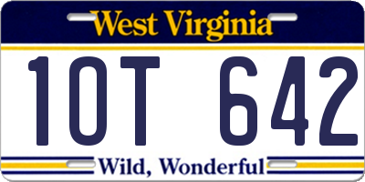 WV license plate 1OT642