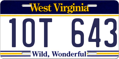 WV license plate 1OT643