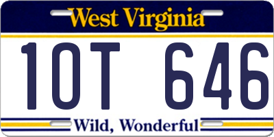 WV license plate 1OT646
