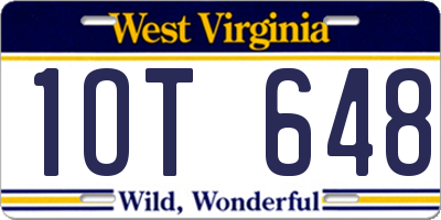WV license plate 1OT648