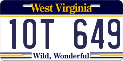 WV license plate 1OT649
