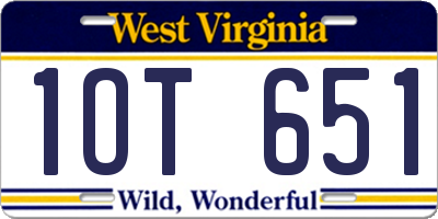 WV license plate 1OT651