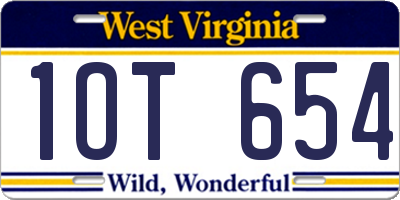 WV license plate 1OT654