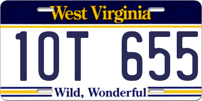 WV license plate 1OT655