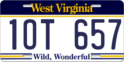 WV license plate 1OT657