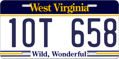 WV license plate 1OT658