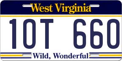 WV license plate 1OT660