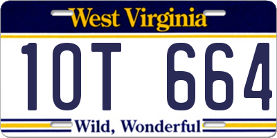 WV license plate 1OT664