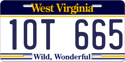 WV license plate 1OT665
