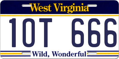 WV license plate 1OT666