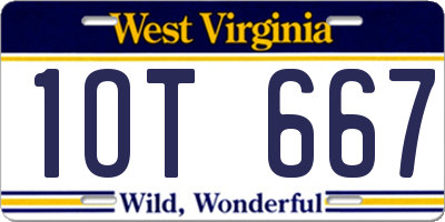 WV license plate 1OT667