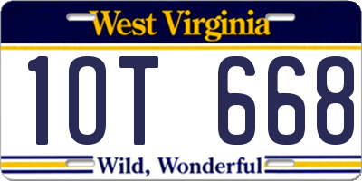 WV license plate 1OT668