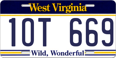 WV license plate 1OT669