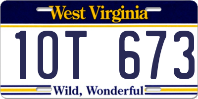 WV license plate 1OT673