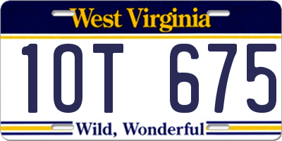 WV license plate 1OT675