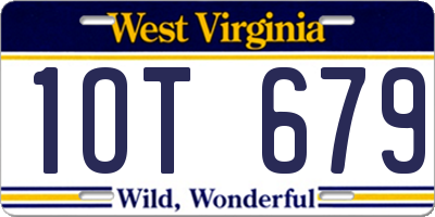 WV license plate 1OT679