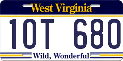 WV license plate 1OT680