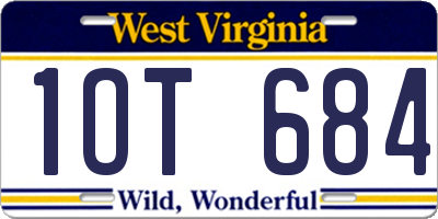WV license plate 1OT684