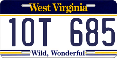 WV license plate 1OT685